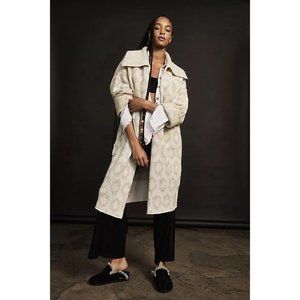 Free People Like a Diamond Sweater Coat Jacket XS Icy Gray Ikat Pocket OB1230317